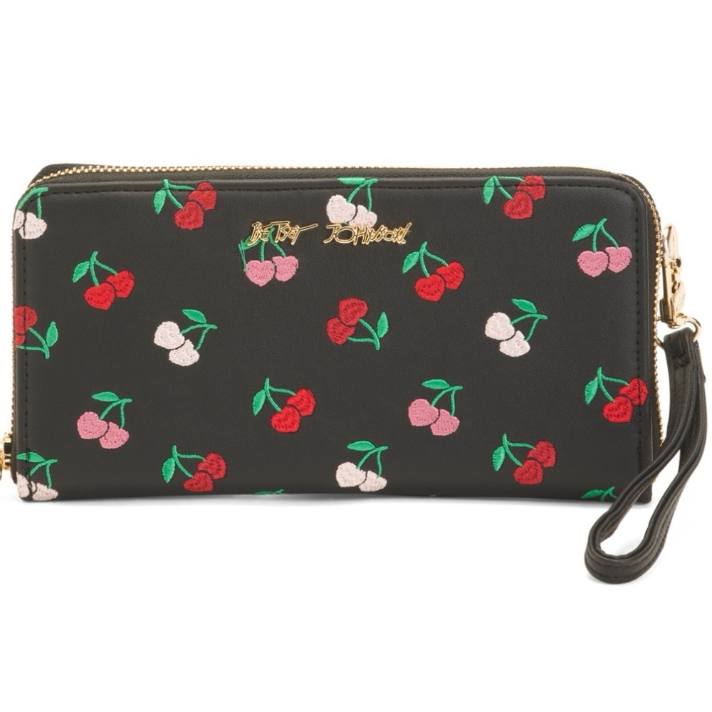 🍒 Betsey Johnson Cherries Embroidered Zip Wallet / Wristlet / Wallet